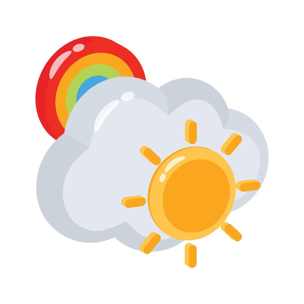 Check out modern 3d style icon of partly cloudy weather vector