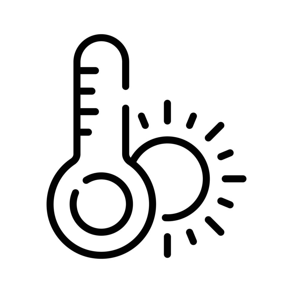 A thermometer with a sun representing high temperatures and summer heat.. vector