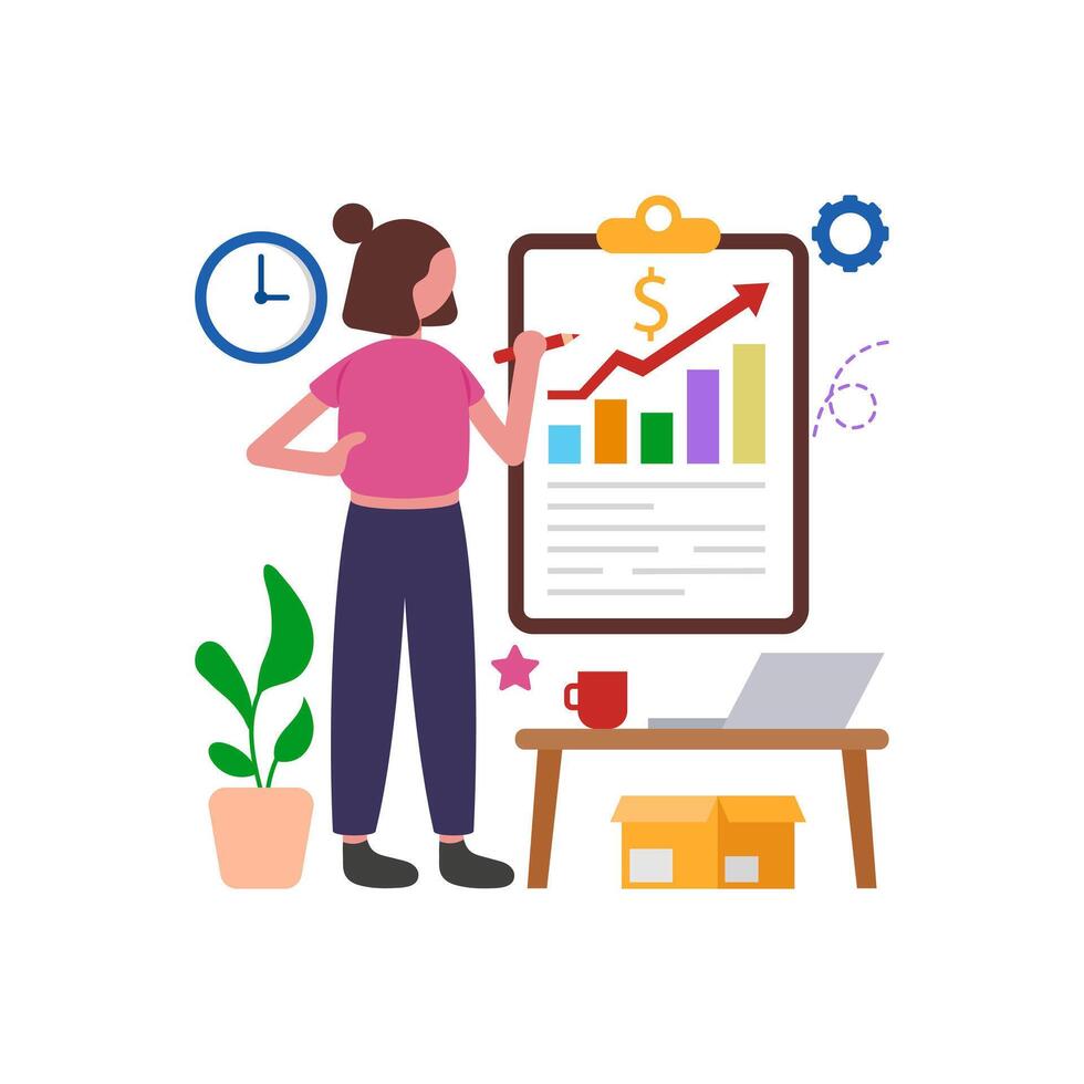 Detailed Project Progress Review Analysis vector