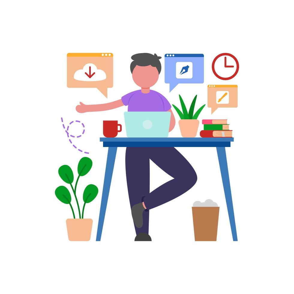 Use standing desk benefits vector