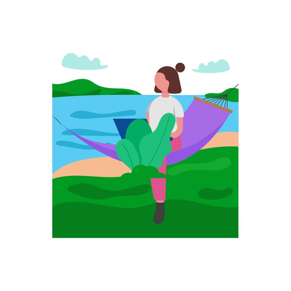 Combine work and vacation vector