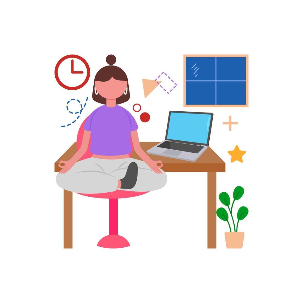 Practice yoga during breaks vector