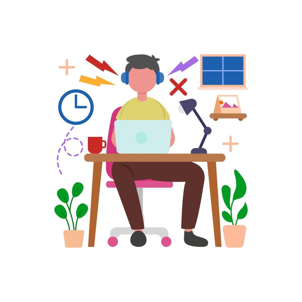 Manage work distractions effectively vector