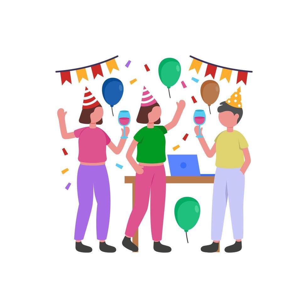 Colleagues Celebrate Together at Work vector