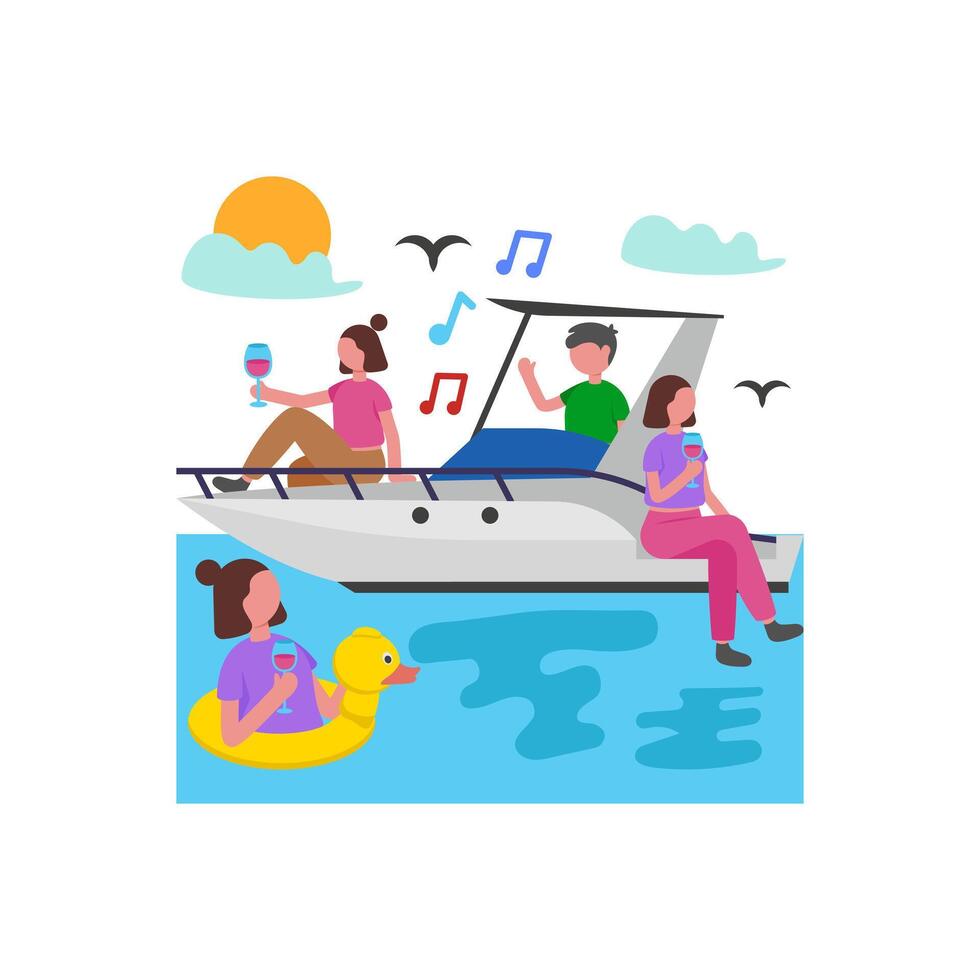 Party on Boat with Music vector