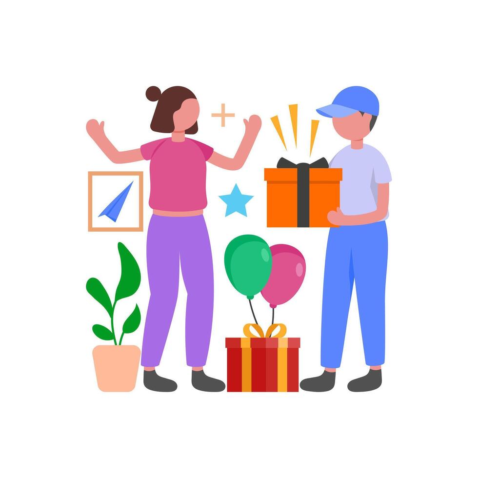 Give Thoughtful Present with Love vector
