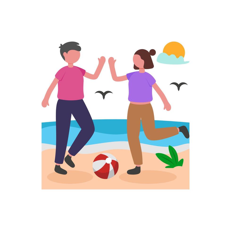 Sandy Beach Fun with Friends vector