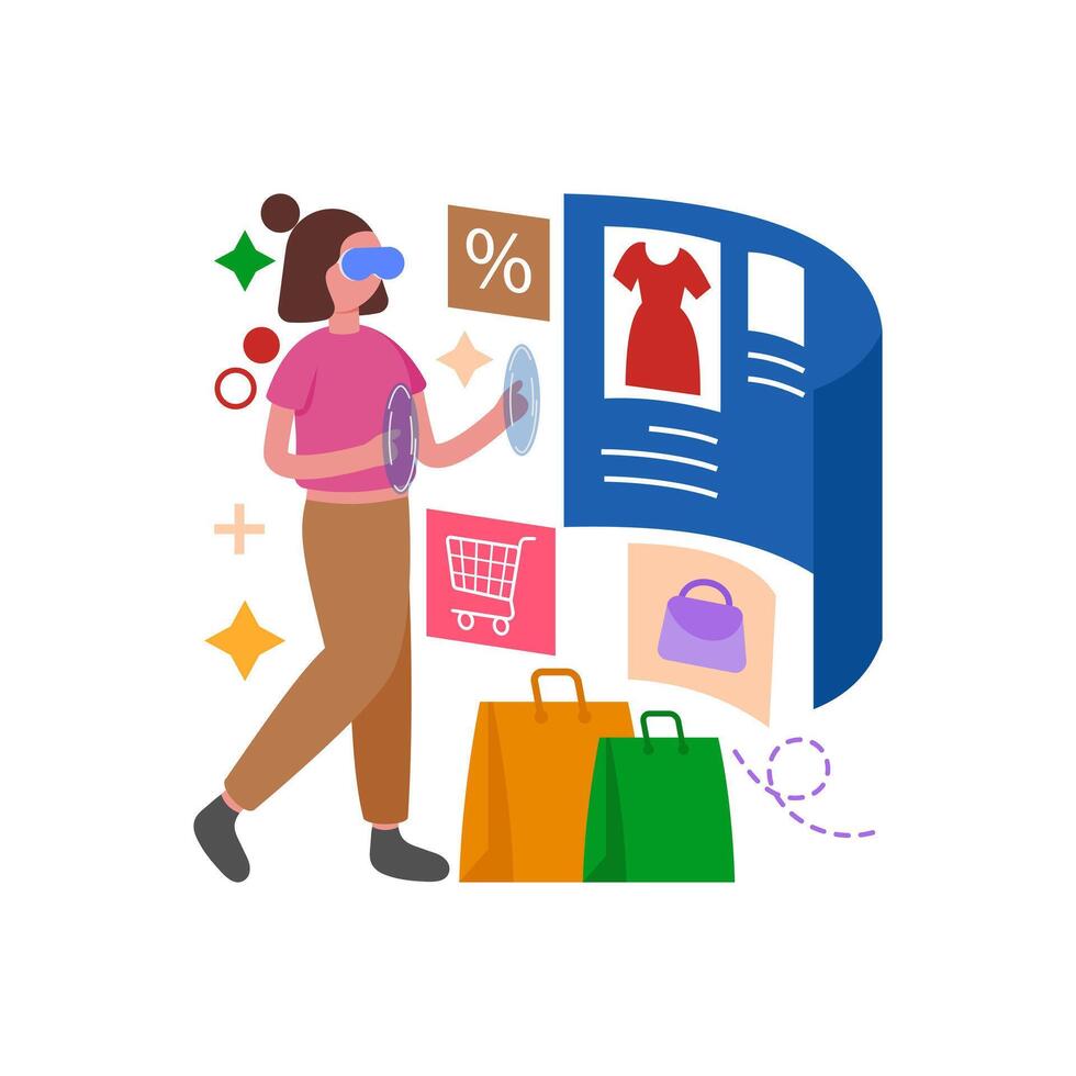 Experience Shopping in Virtual Reality vector