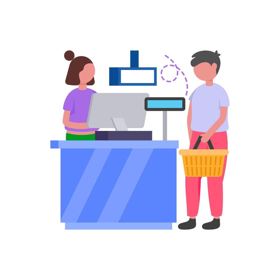 Pay for Purchases at Cash Counter vector