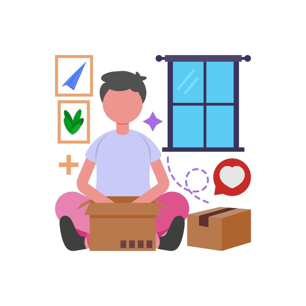 Unbox Newly Delivered Products vector