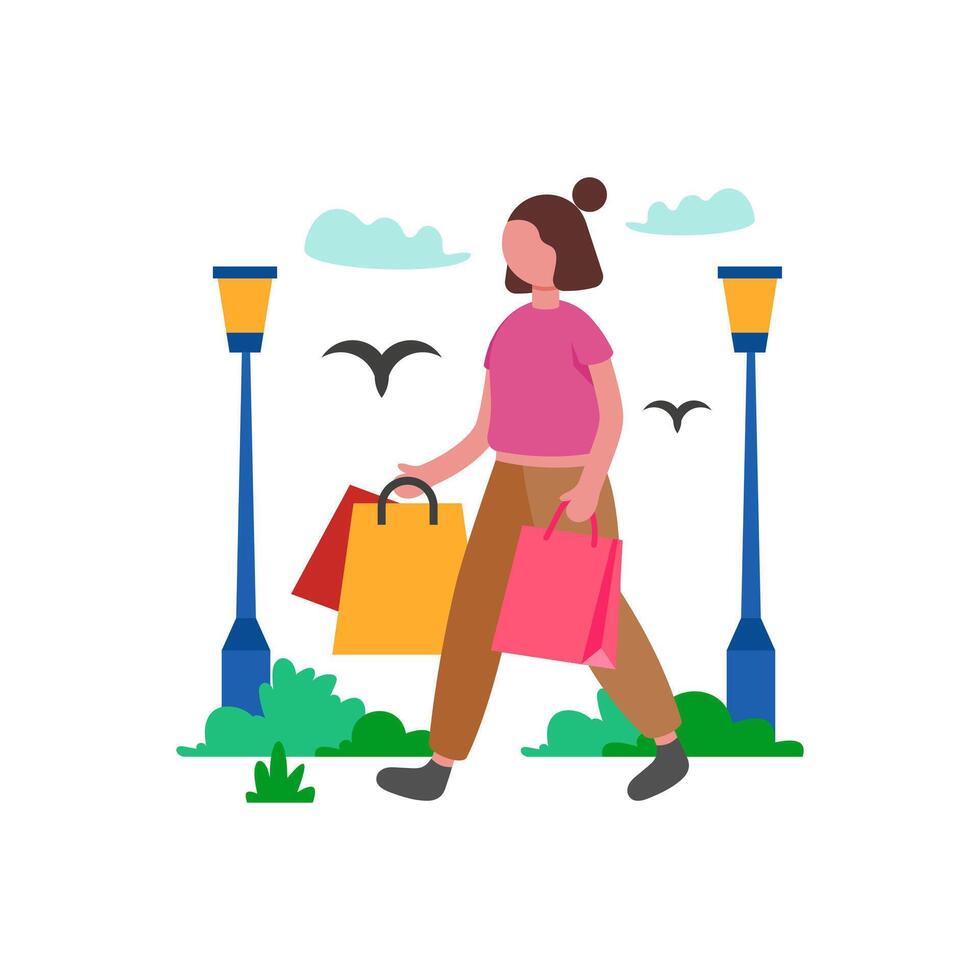 Carry Purchases in Shopping Bags vector