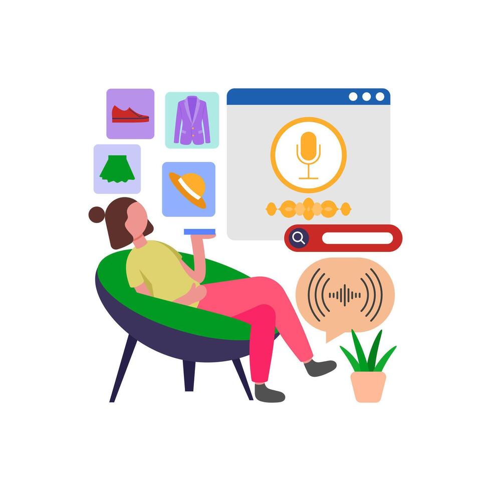 Search Products Using Voice Commands vector