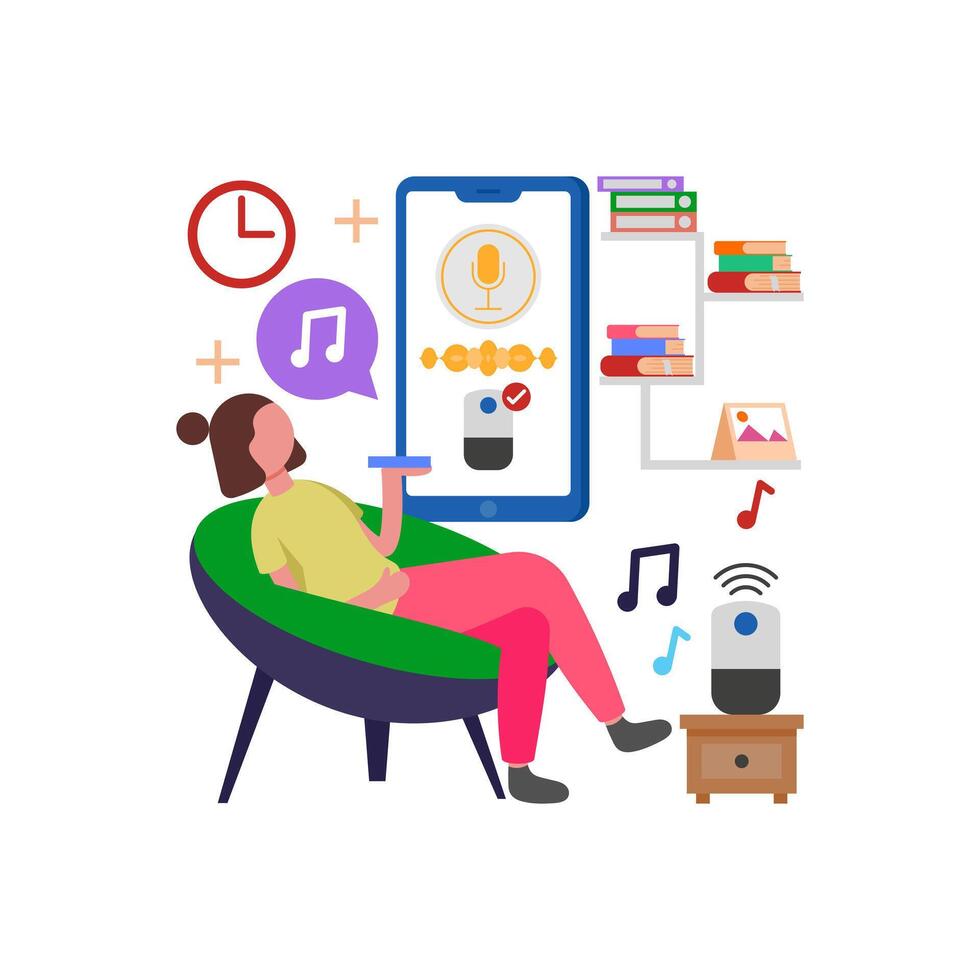 Control Home with Smart Speaker vector