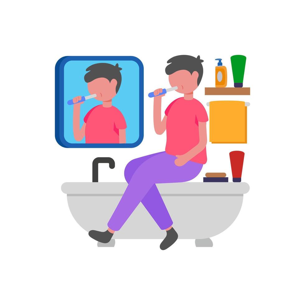 Clean Teeth with Electric Brush vector