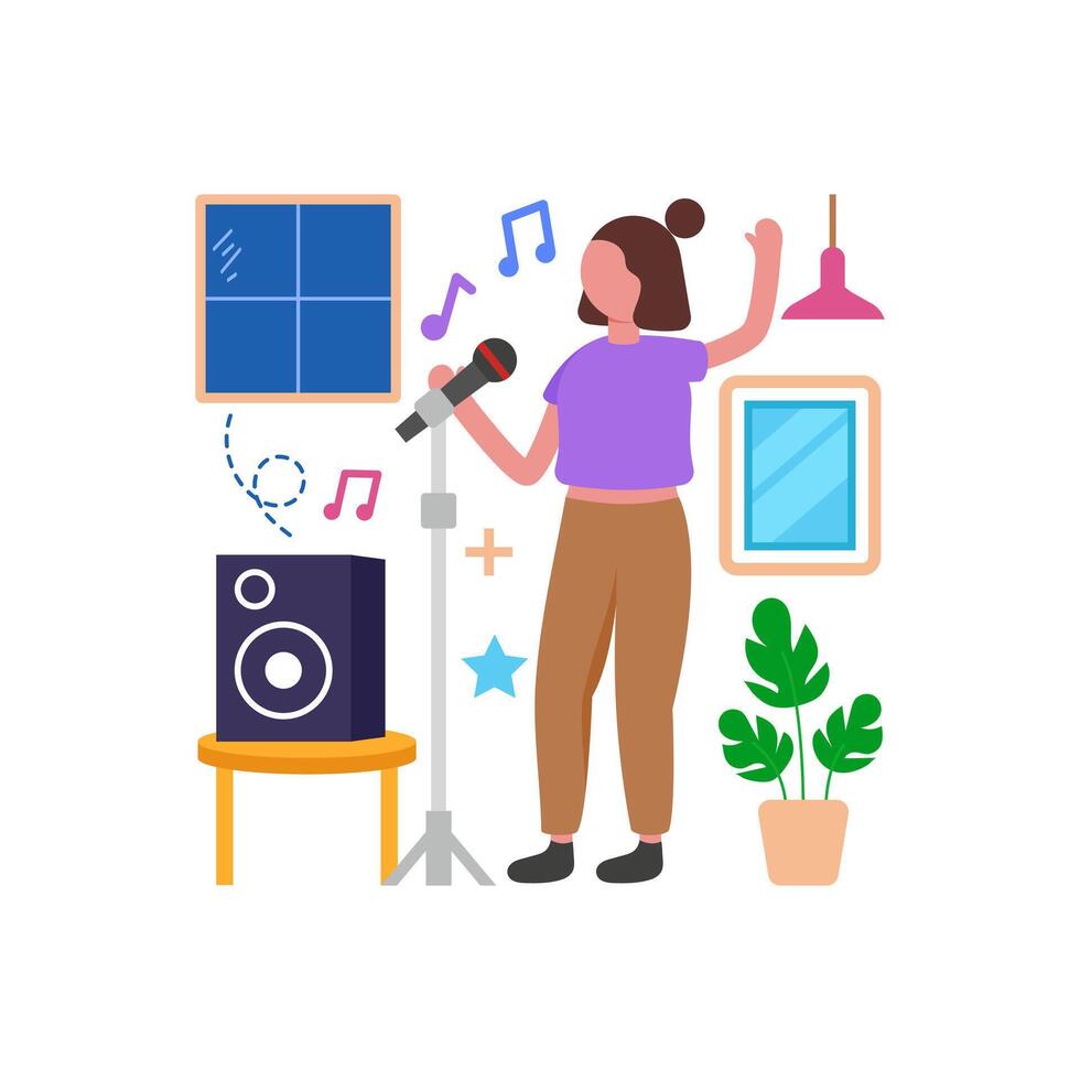 Sing Along with Karaoke Microphone vector