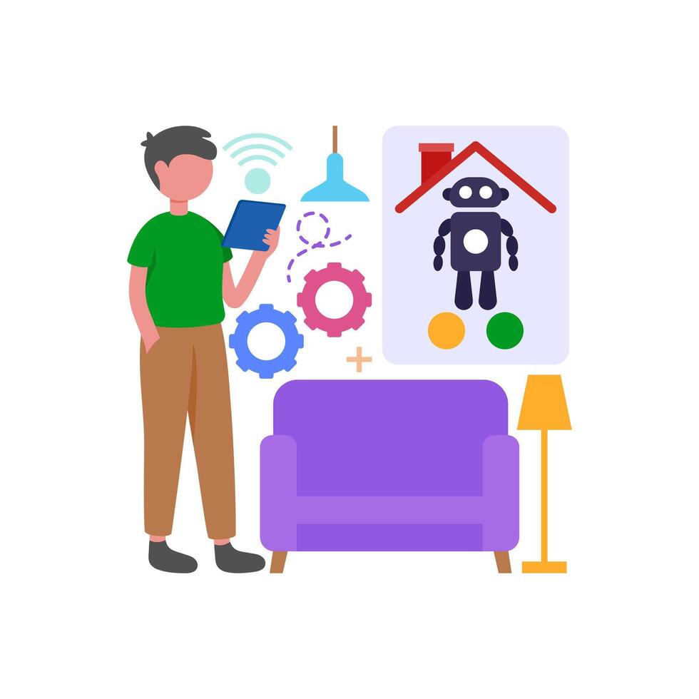 Automate Home with Smart Devices vector