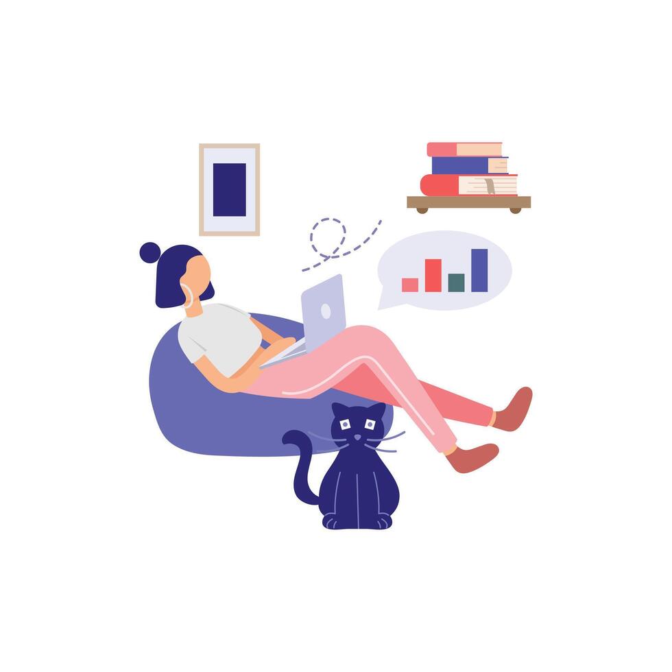 Cozy Work From Home with pet vector