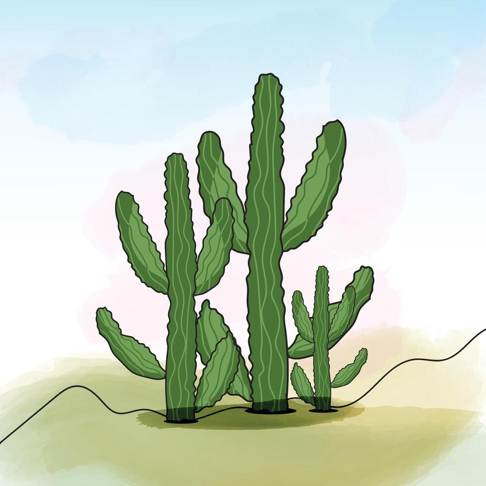 PriIllustration of a group of cactus in the desert vector