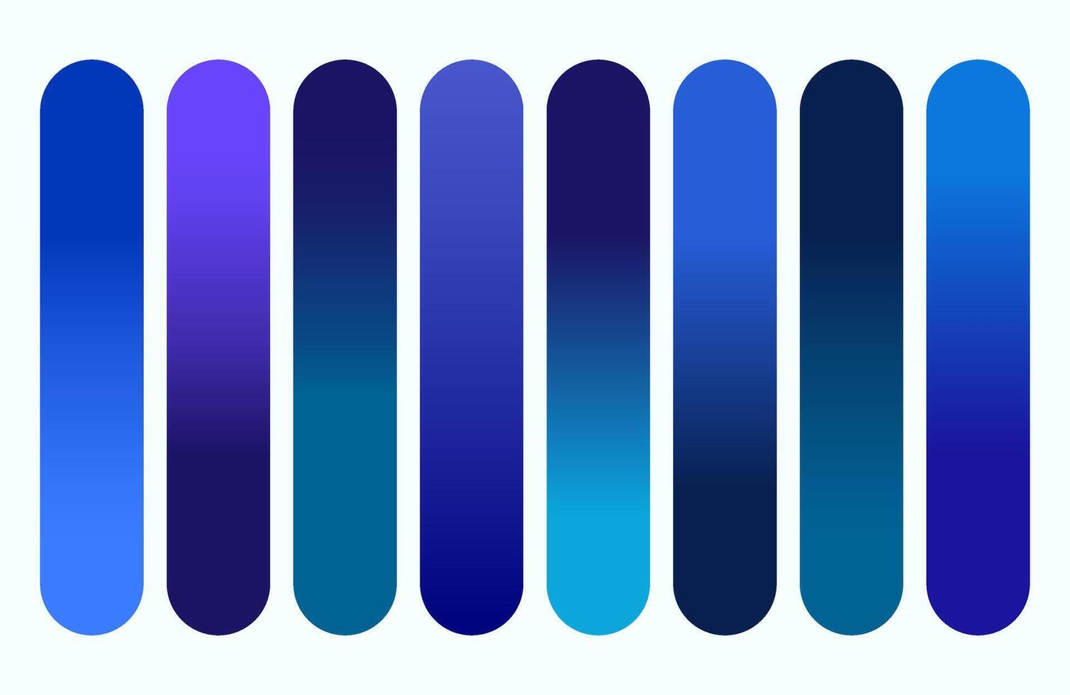 Gradient Blue Tones in Rounded Rectangles Abstract Color Palette for Design vector