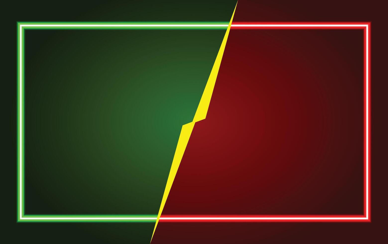 Red Versus Green Neon Background with Lightning Bolt Division, Modern Abstract Competition or Battle Theme, Presentation vector