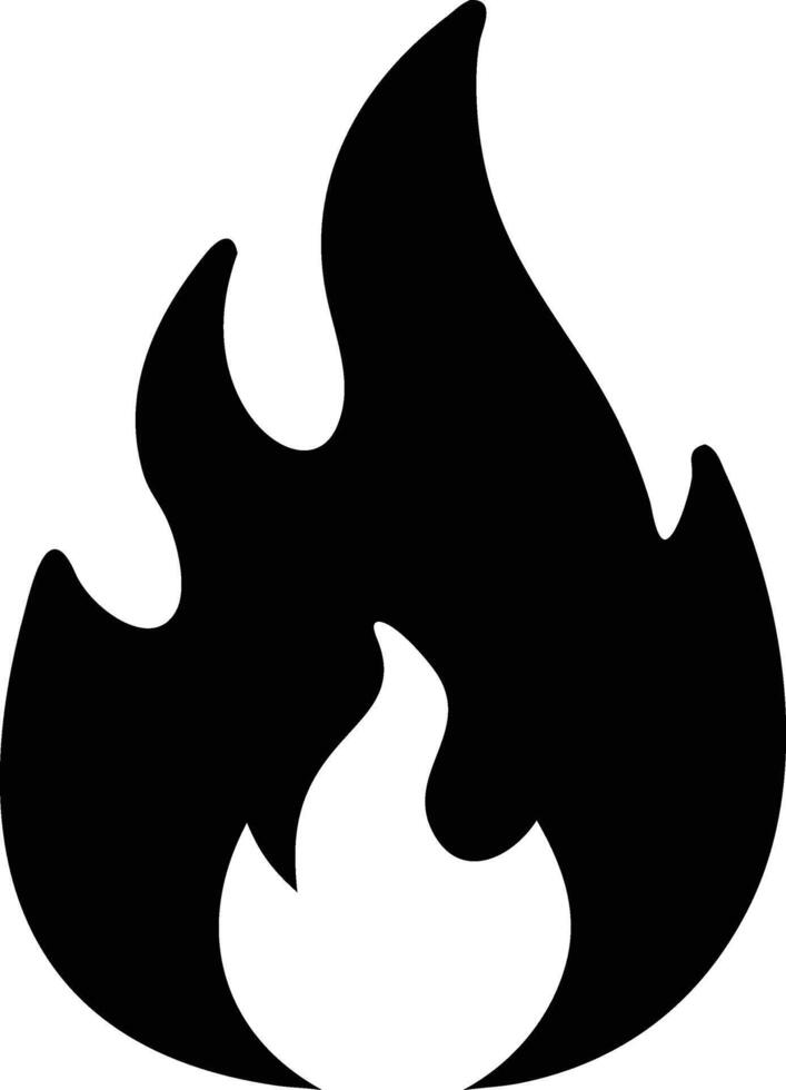 Simple Black and White Fire Icon. black and white silhouette of fire. vector