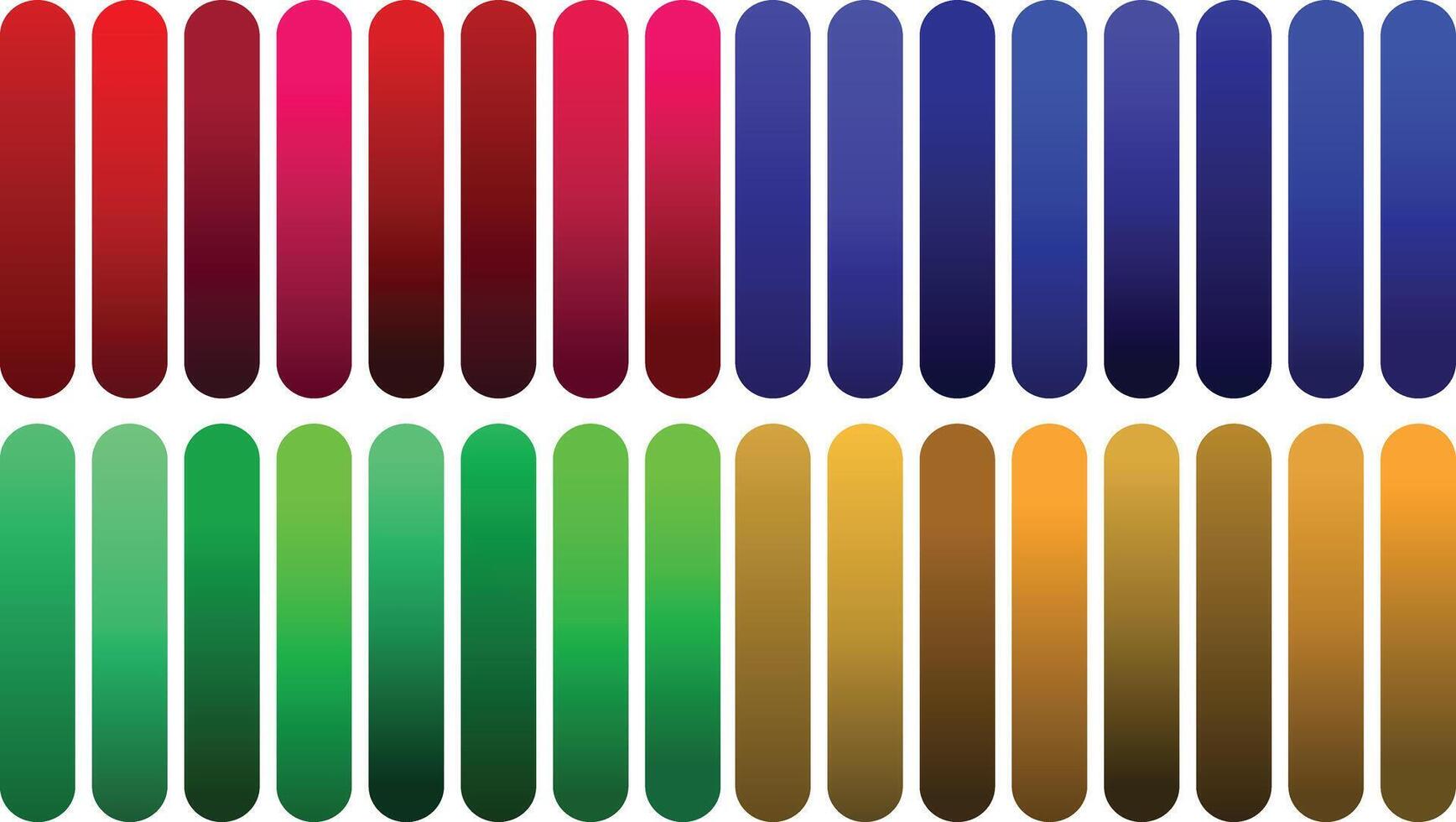 Gradient Color Palette Bars Red, Pink, Blue, Green, Yellow and Brown Tones for Designers and Illustrators vector