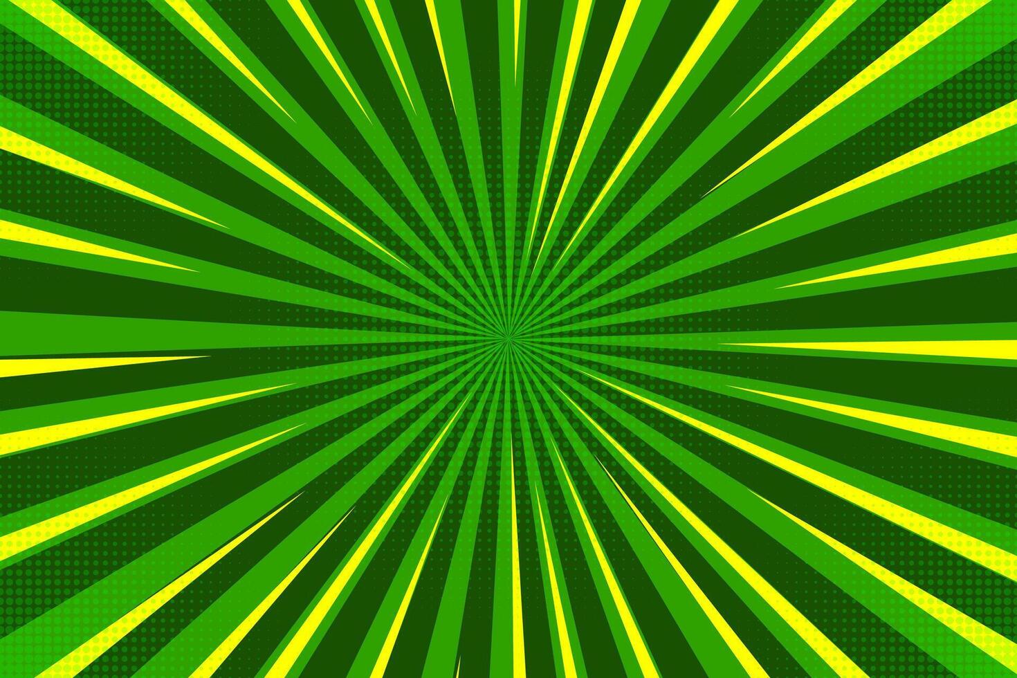 Retro Comic Book Style Background in Green and Yellow with Halftone Dots, Pop Art Design vector