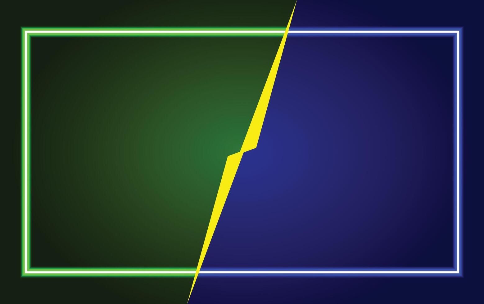 Dynamic Neon Split Background with Green and Blue Sections Highlighted by a Yellow Separator, Ideal for Modern Design vector