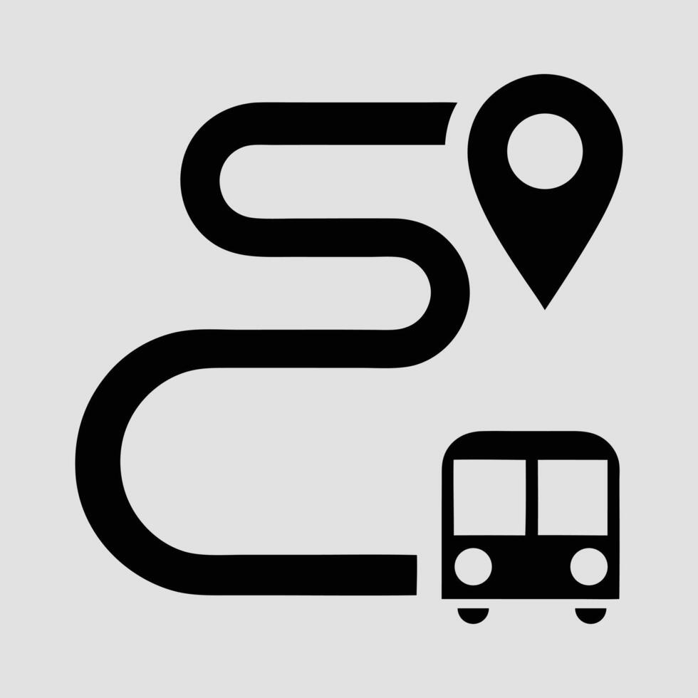 Scenic Bus Journey with Location Marker and Road Map for Travel and Exploration vector