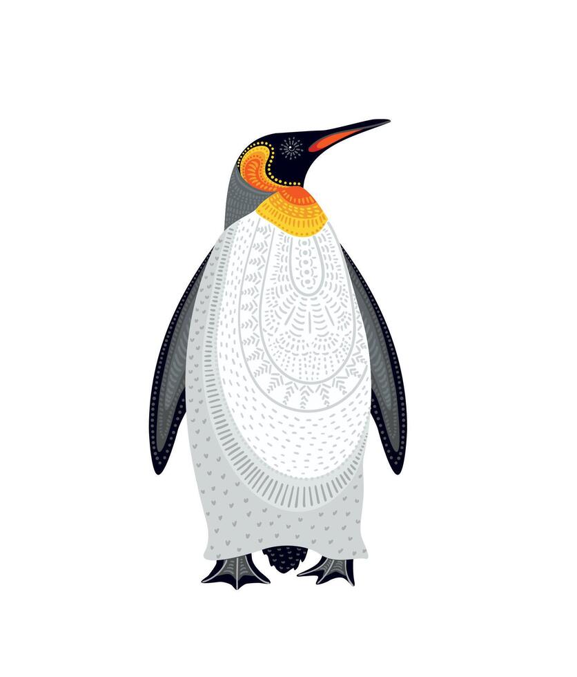 Decorative illustration of penguin. isolated design element vector