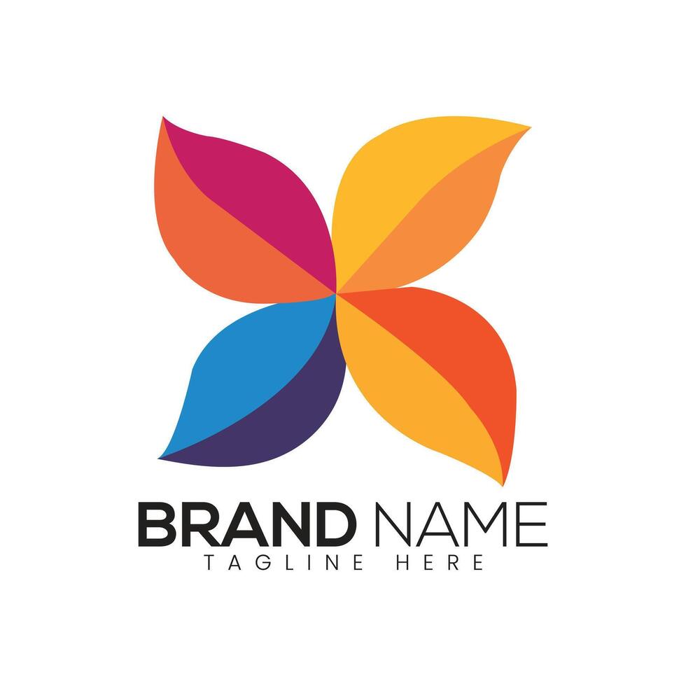 Abstract Colorful Flower Petals Icon or Logo Design Template vector