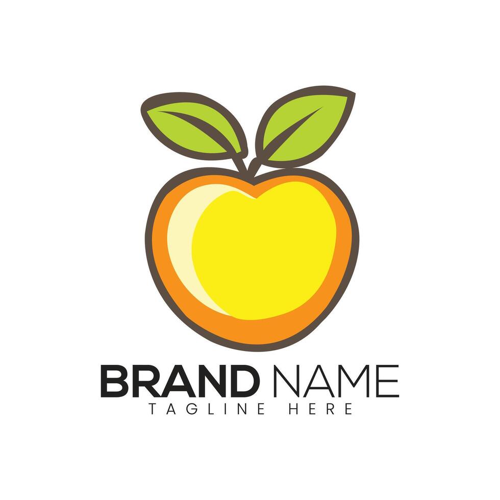 Abstract Stylized Fruit with Leaves Icon or Logo Design Template vector