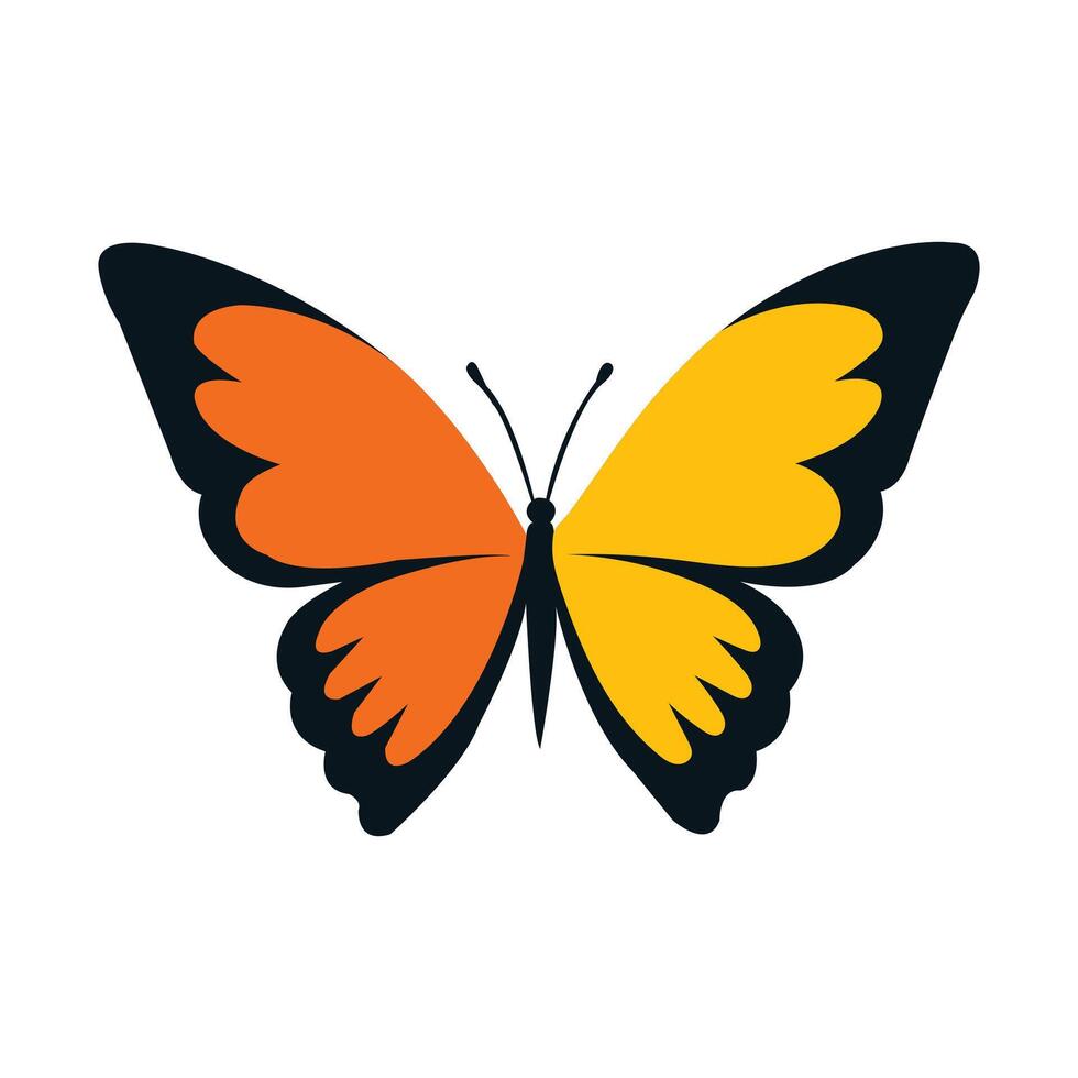 Abstract Black Orange and Yellow Butterfly Icon or Logo Design Template vector