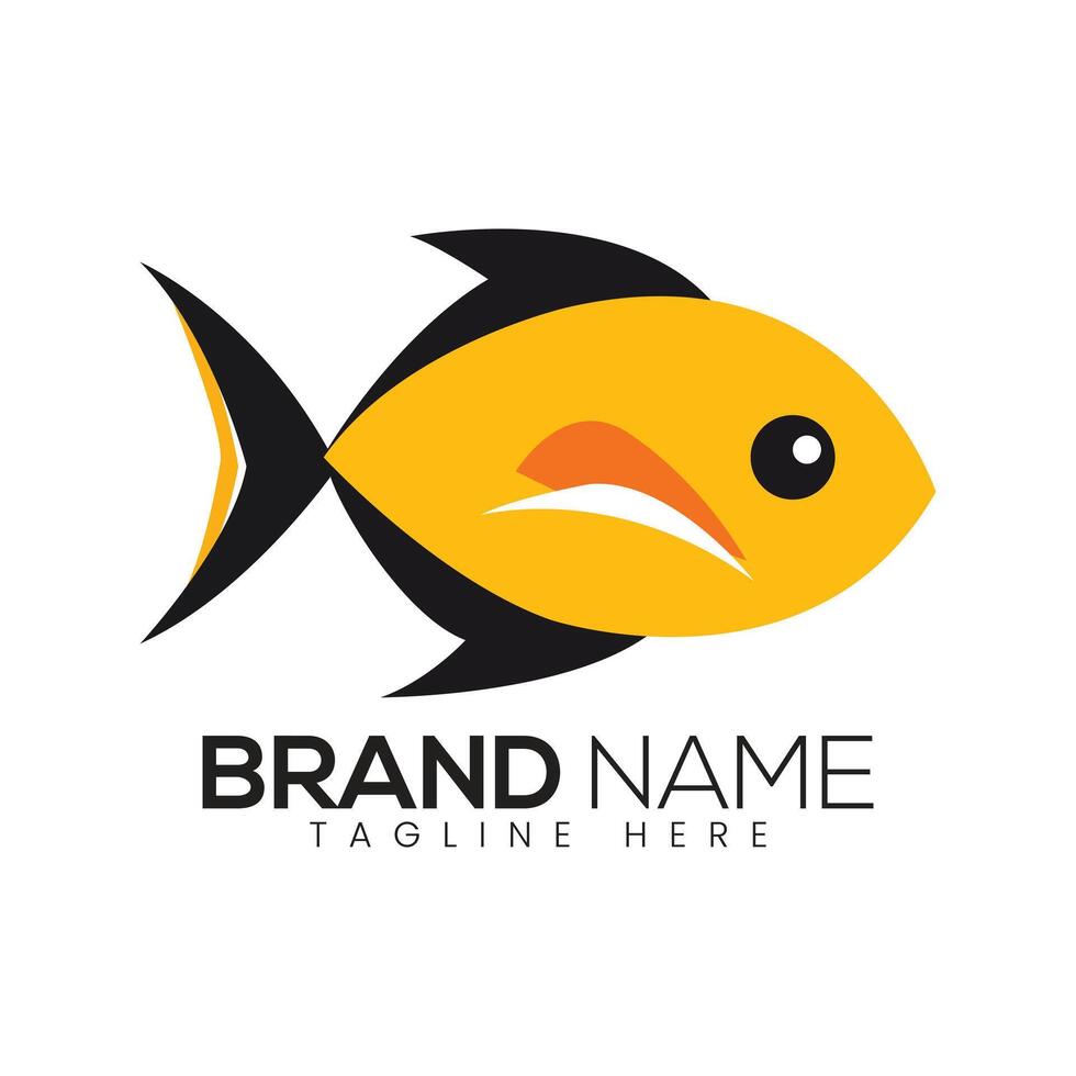 Abstract Yellow and Black Fish Icon or Logo Design Template vector