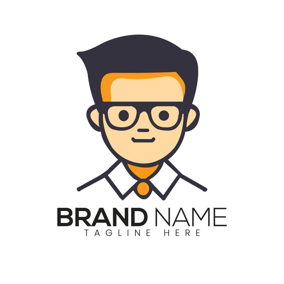 Abstract Man with Glasses Icon or Logo Design Template vector