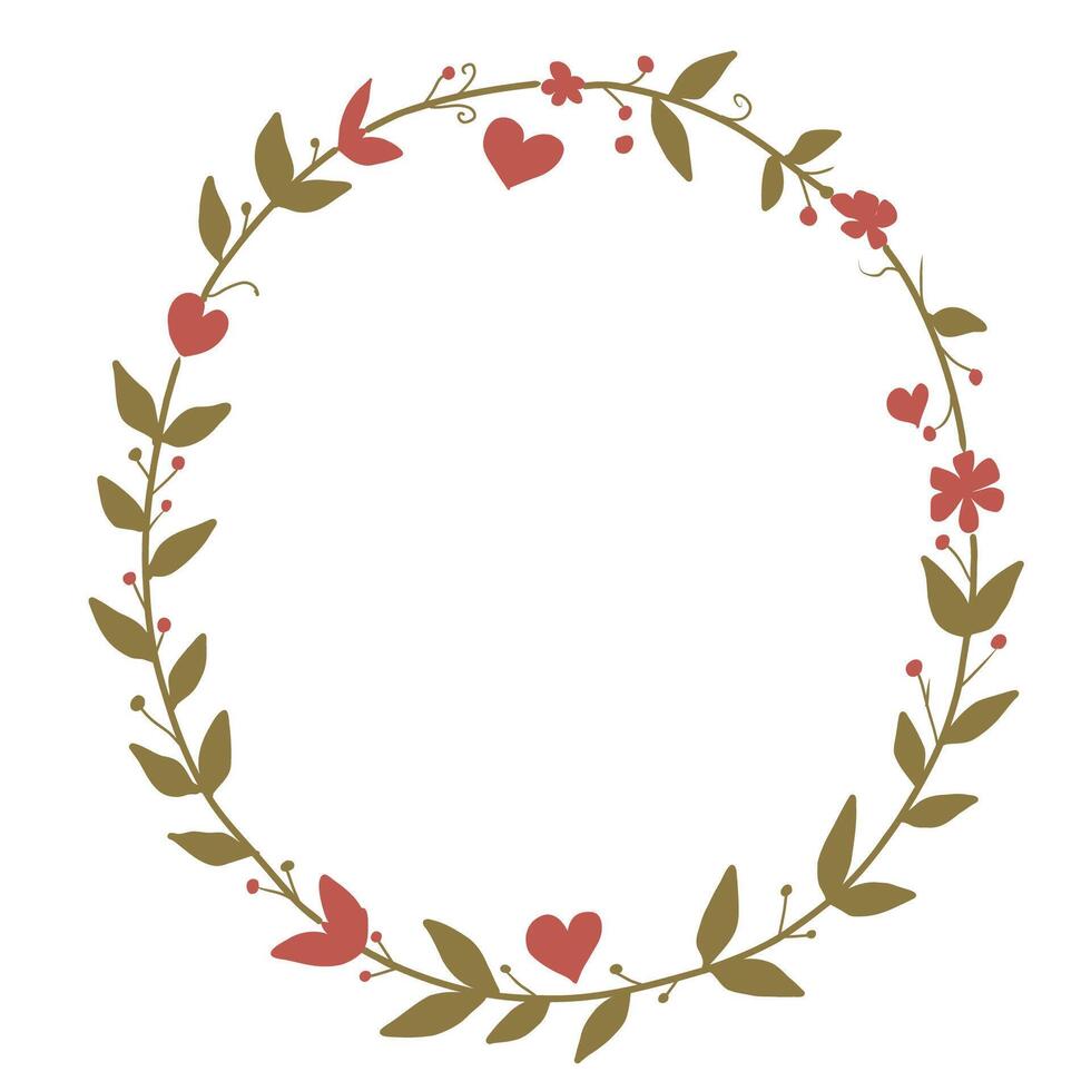 Hand drawn floral frame. Meadow summer flowers. vector