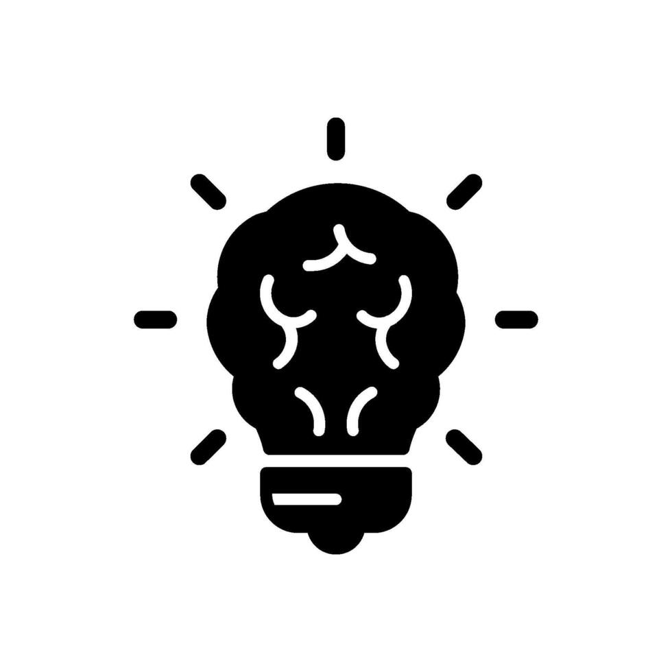 Creative idea flat icon. Brain in lightbulb illustration. sign of innovation, solution, education logo vector