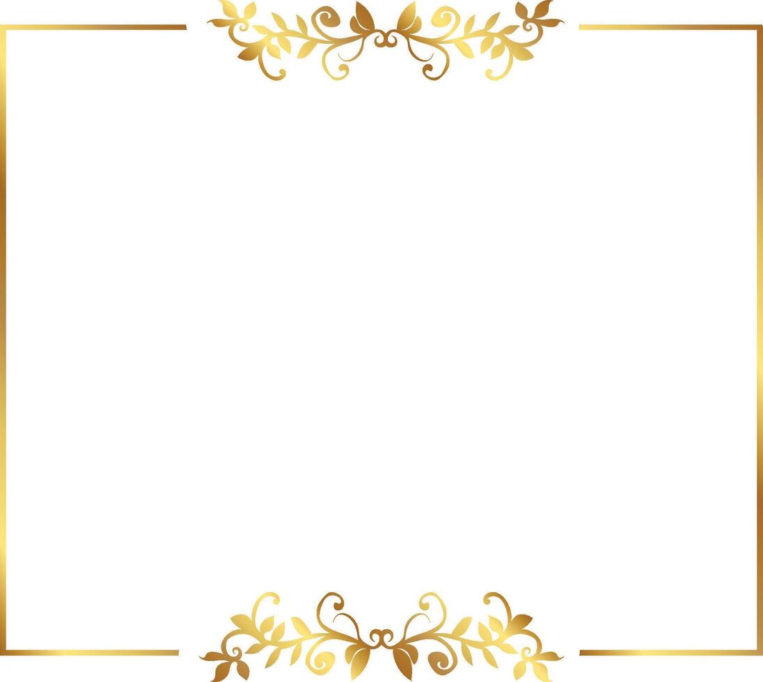 Rectangle gold floral frame vector