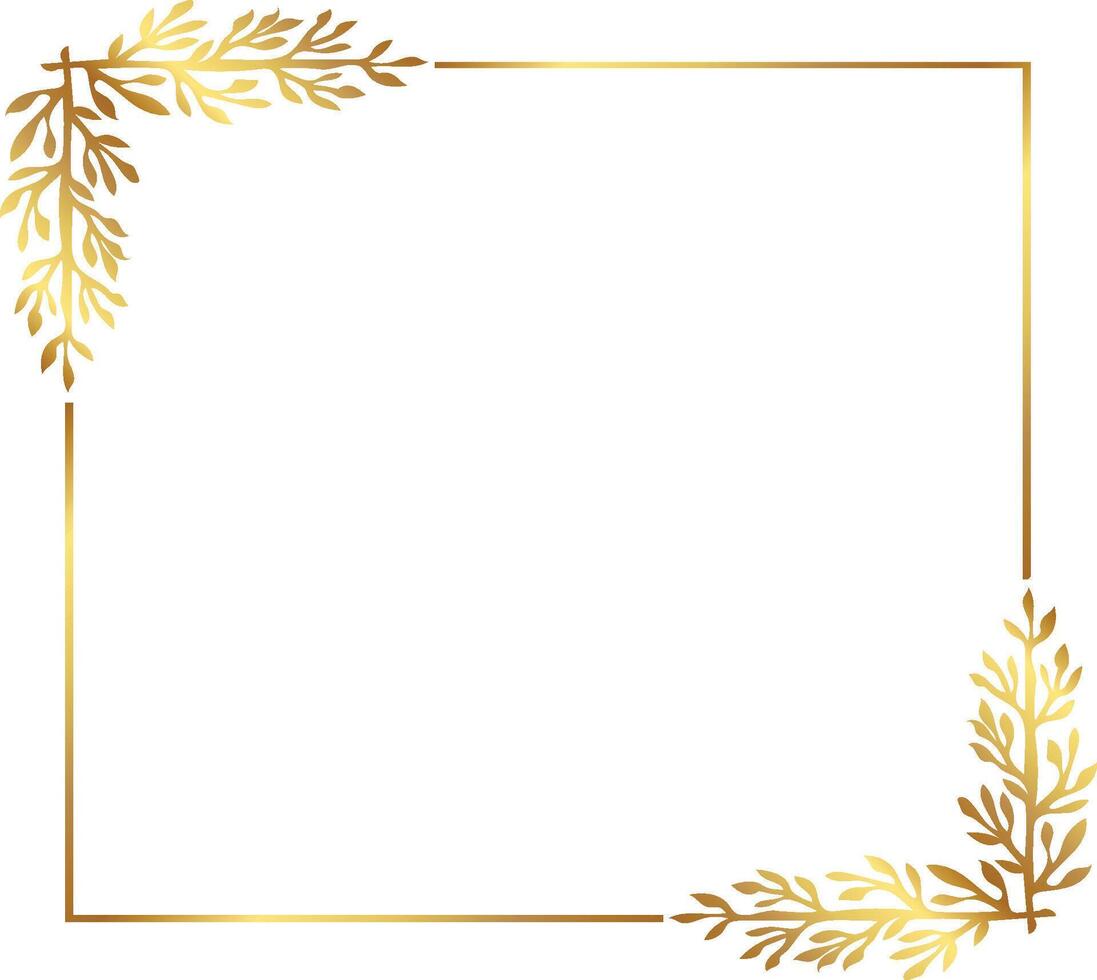 Rectangle gold floral vector