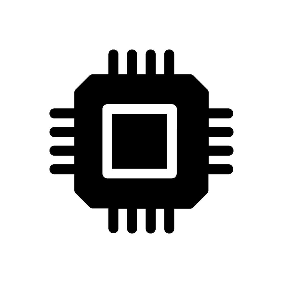 Electronic chip icon isolated on white background. cpu microprocessor chip icon. vector