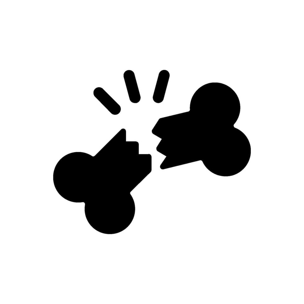 Broken bone icon. Fractured human bone. Crack or break vector
