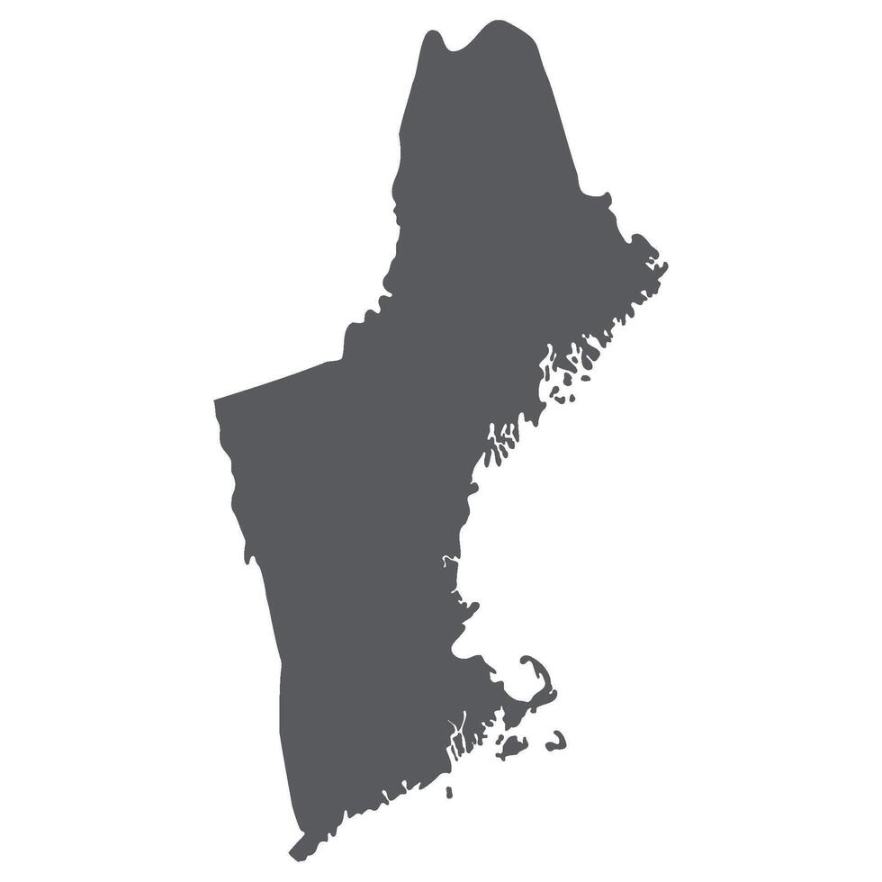 USA states New England regions map. New England region of the United States of America in grey color vector