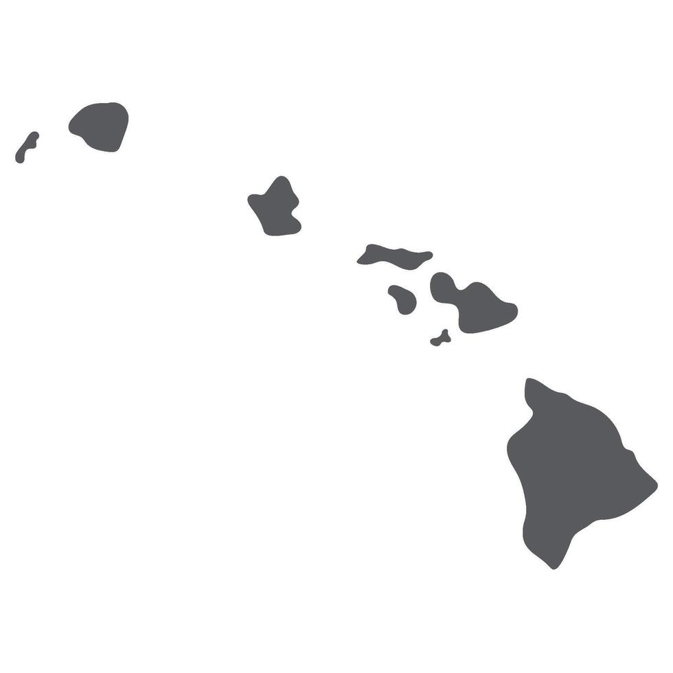 Hawaii map. Map of Hawaii state in grey color. vector