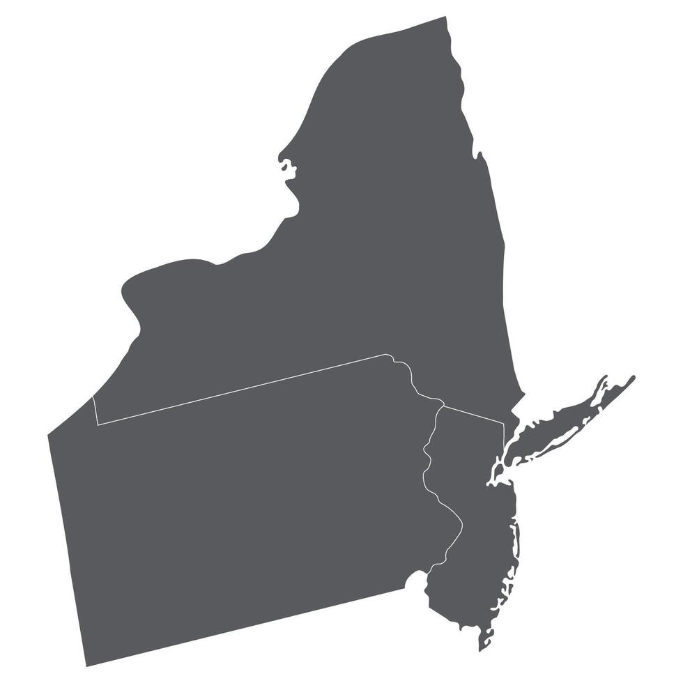 American region of Mid Atlantic region. Mid Atlantic, or Middle Atlantic states each state with grey color. vector