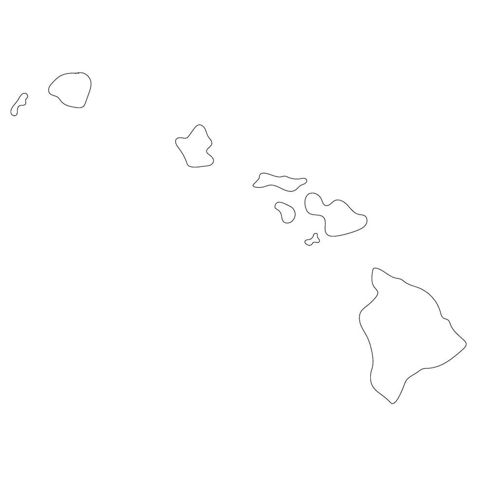 Hawaii map. Map of Hawaii state in white color. vector