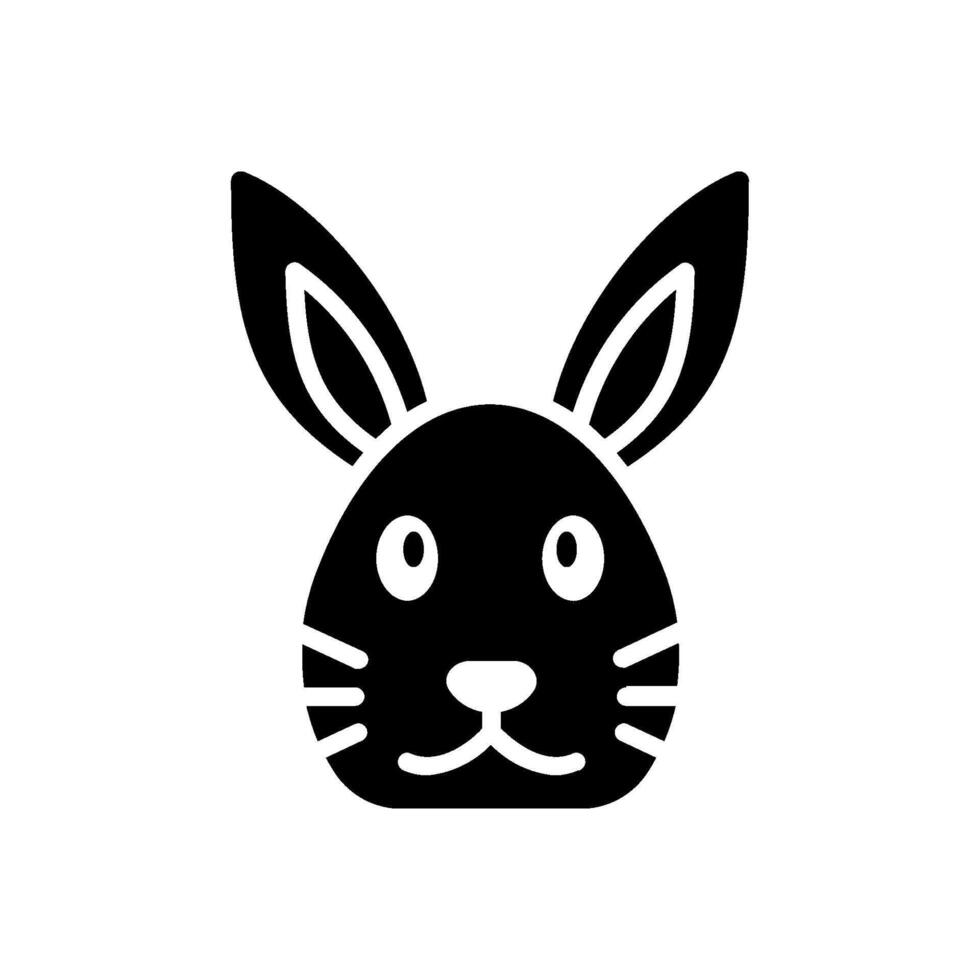 A black and white bunny head icon on a white background vector