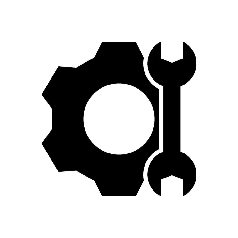Wrench and Gear cogwheel icon in trendy flat design vector