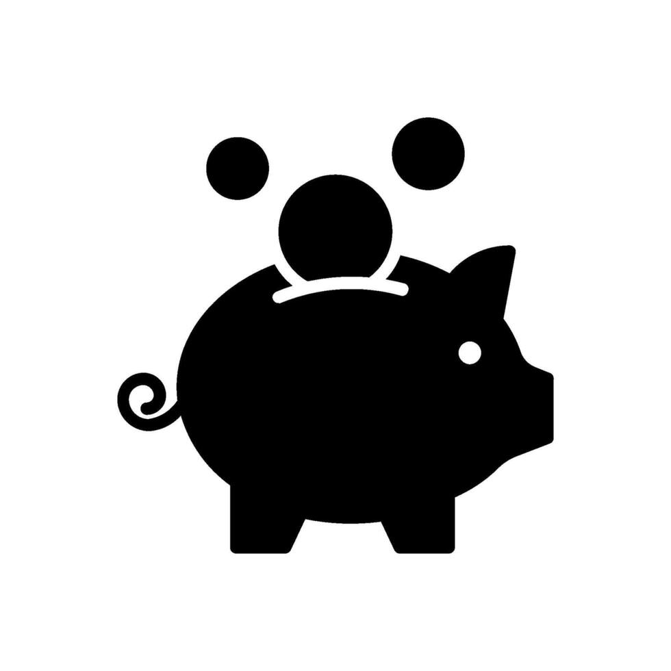 piggy bank glyph flat icon vector