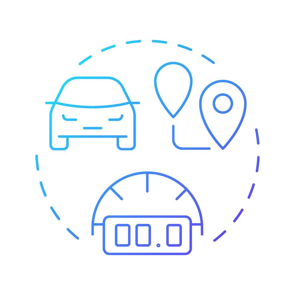 Check odometer blue gradient concept icon. Statistical metric, measurement. Vehicle kilometers. Round shape line illustration. Abstract idea. Graphic design. Easy to use in infographic, presentation vector