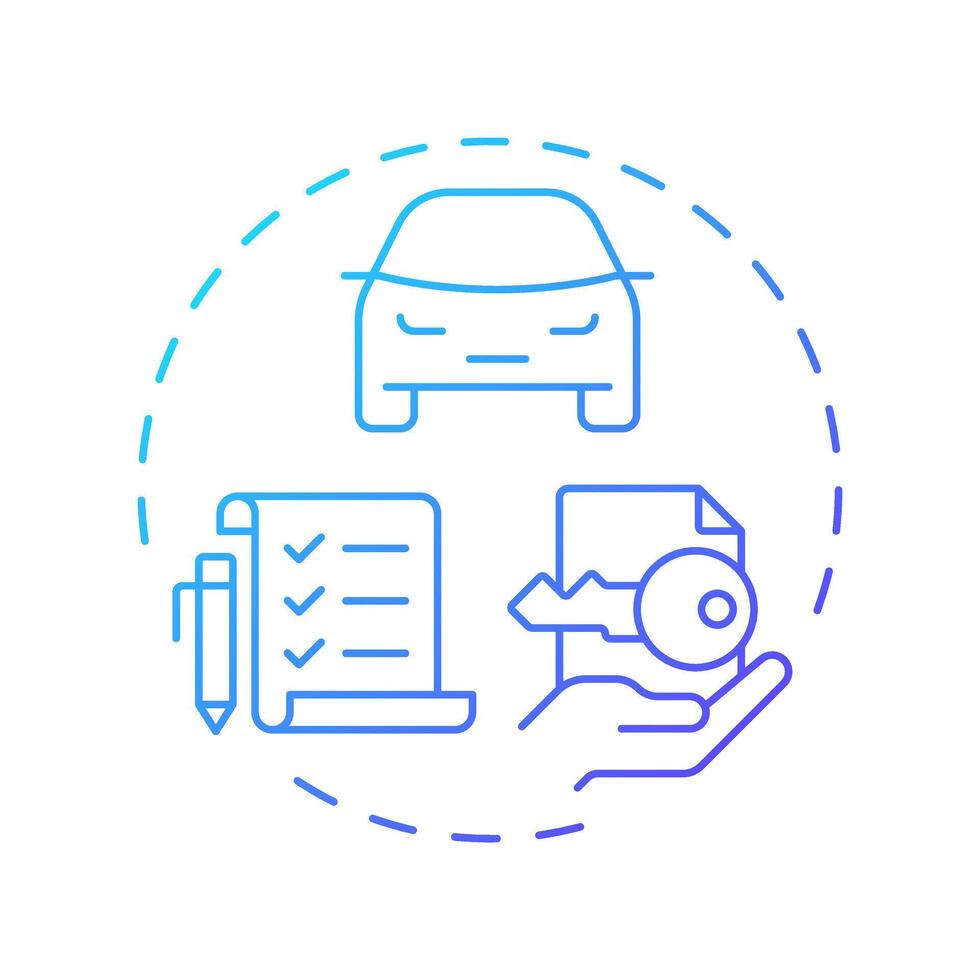 Vehicle title management blue gradient concept icon. Documentation organization, compliance. Round shape line illustration. Abstract idea. Graphic design. Easy to use in infographic, presentation vector